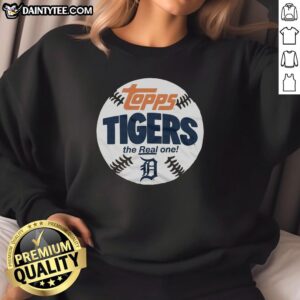 Nice Detroit Tigers MLB X Topps Baseball The Real One Sweatshirt featuring vibrant team graphics and cozy design.
