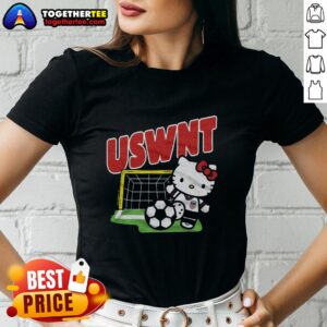 Top Hello Kitty X USWNT Kick Ladies Tee featuring a playful design, perfect for soccer fans and fashion lovers.