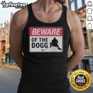 Premium Nathan MacKinnon Beware of the Dogg Sign Tank Top featuring a stylish graphic, perfect for hockey fans.