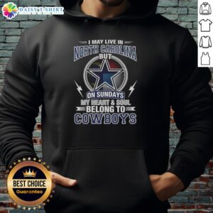 Alt Text: Dallas Cowboys hoodie with text 'My heart belongs to Cowboys' perfect for fans living in North Carolina on game days.