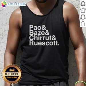 Awesome Pao Baze Chirrut Ruescott tank top featuring a vibrant design for fans of sci-fi apparel.