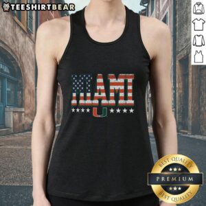 Premium Miami Hurricanes tall type flag tank top featuring vibrant team colors and logo, perfect for game day wear.