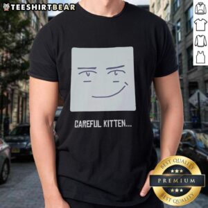 Premium Roblox Man Face Careful Kitten T-Shirt featuring a playful kitten design, perfect for Roblox fans and cat lovers.