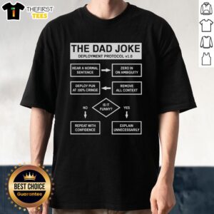 Original Dad Jokes Deployment Protocol T-Shirt featuring a humorous design for dad joke enthusiasts.