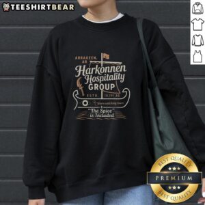 Cozy Good Harkonnen Hospitality Group sweatshirt featuring a unique design, perfect for fans of Dune and stylish comfort.