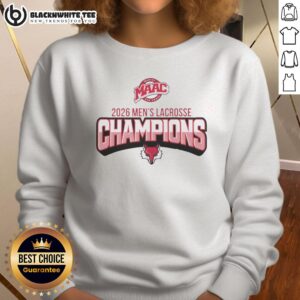 Top Marist Lacrosse 2026 Men's Lacrosse Champions sweatshirt featuring team logo and championship colors.