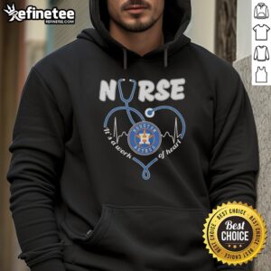 Premium Houston Astros nurse hoodie featuring a stethoscope-shaped heart design, perfect for dedicated healthcare fans.
