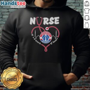 Alt Text: Premium Washington Wizards nurse hoodie featuring a stethoscope-shaped heart design for passionate fans and healthcare workers.