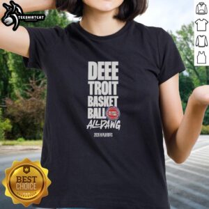 Ladies Tee featuring Nice Detroit Pistons Deeetroit Basketball design for the 2026 Playoffs, perfect for fans.