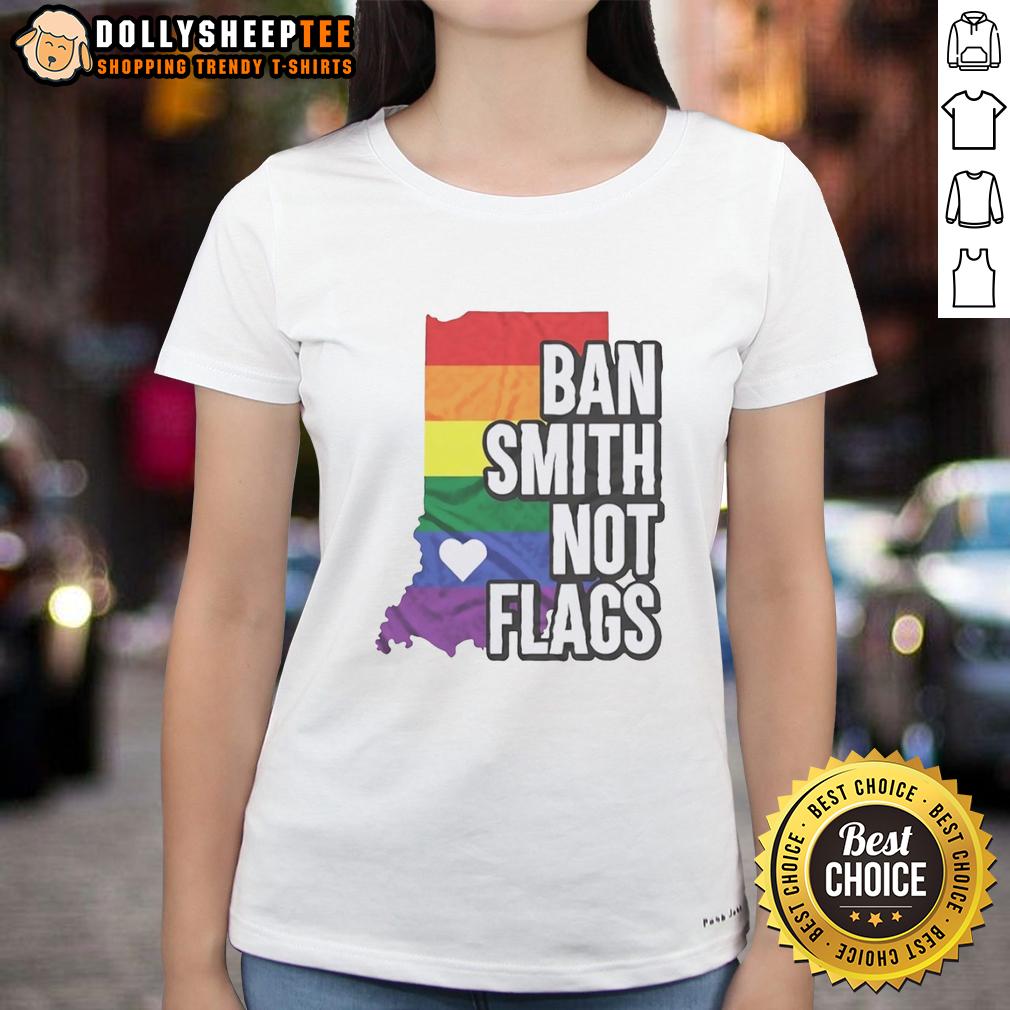 Good Ban Smith Not Flags Pride Rainbow Ladies Tee Good Ban Smith Not Flags Pride Rainbow Ladies Tee showcasing vibrant rainbow colors in a stylish women's shirt design.