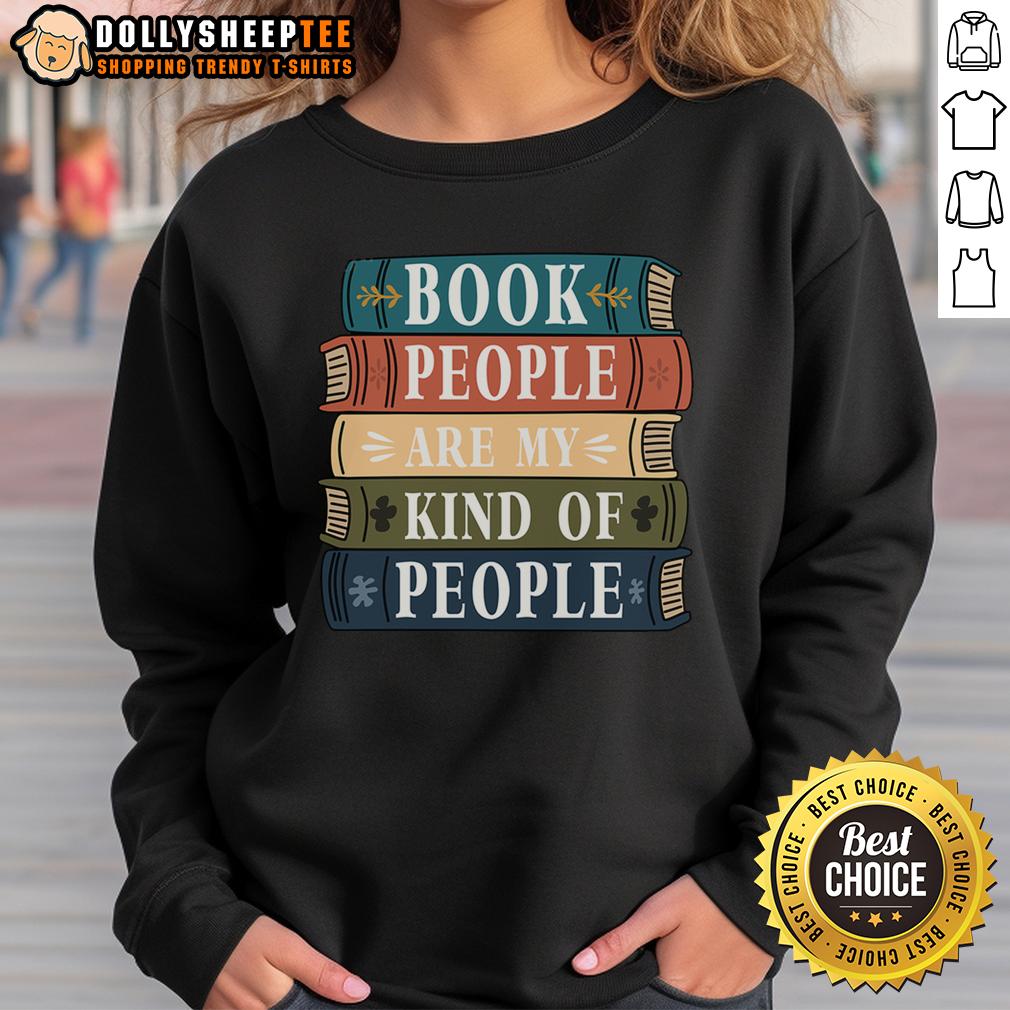 Good Book People Are My Kind Of People Sweatshirt Cozy 'Good Book People Are My Kind of People' sweatshirt displayed on a hanger, perfect for book lovers and cozy vibes.