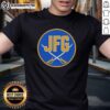 Alt Text: Good Buffalo Sabres Jfg River Hockey Academy Logo T-Shirt featuring a vibrant design and team colors for fans.