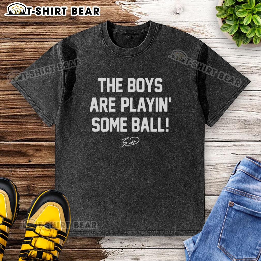 Good Charlie Hustle Royal Blue Boys Are Playin' Some Ball Signature Washed T-Shirt Good Charlie Hustle Royal Blue Boys Are Playin Some Ball Signature Washed T-Shirt displayed on a wooden surface.