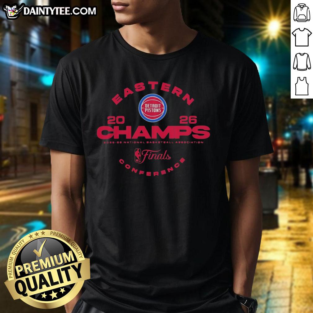 good-detroit-pistons-eastern-conference-basketball-champions-nba-25-26-t-shirt Good Detroit Pistons Eastern Conference Basketball Champions NBA 25 26 T-Shirt featuring team colors and logo design.