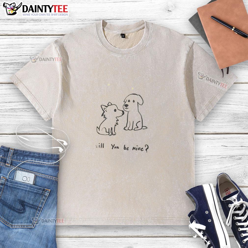 good-dog-will-you-be-mine-washed-t-shirt Good Dog Will You Be Mine washed t-shirt featuring a playful dog graphic, perfect for pet lovers and casual wear.