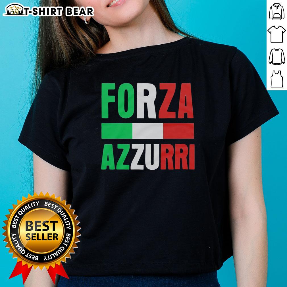 Good Forza Azzurri Soccer Italy Flag Pattern Retro Ladies Tee Alt Text: Retro ladies tee featuring the Italy flag pattern, perfect for soccer fans and supporters of Forza Azzurri.