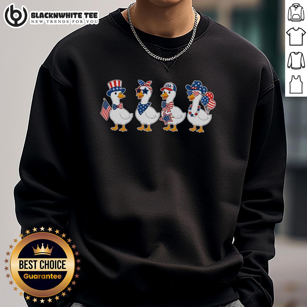 Good Fourth Of July Patriotic Goose Group Sweatshirt Good Fourth Of July patriotic goose group sweatshirt showcasing festive design for Independence Day celebrations.