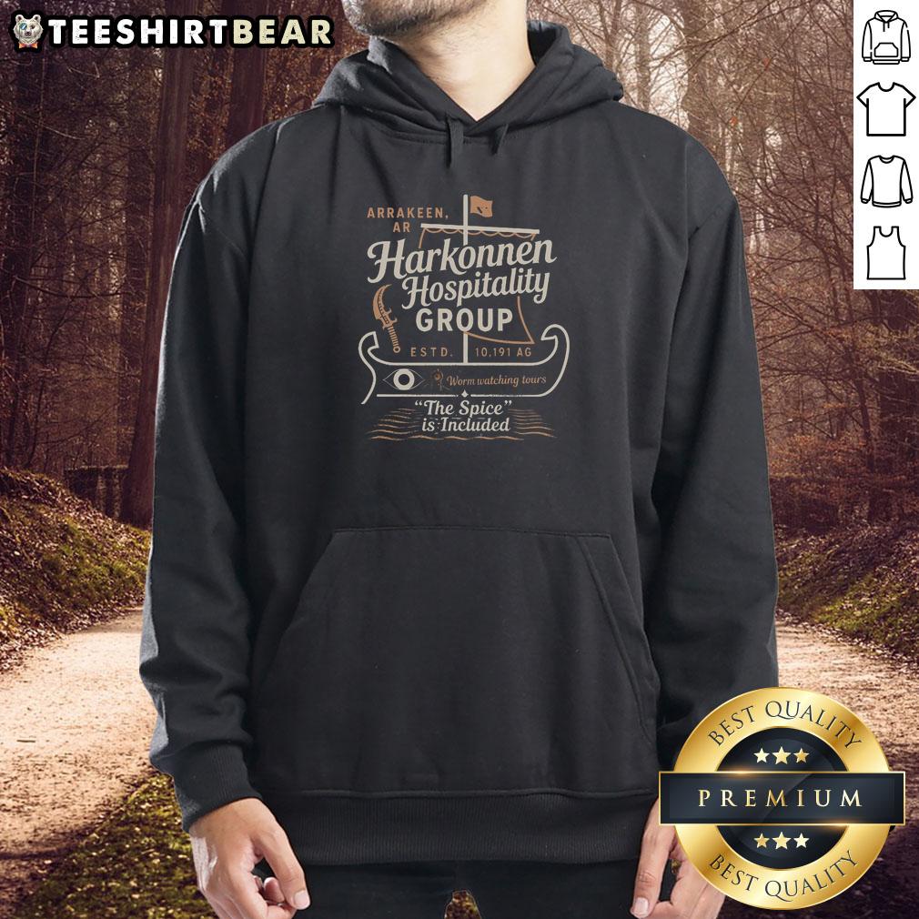 good-harkonnen-hospitality-group-hoodie Good Harkonnen Hospitality Group hoodie featuring bold logo design, perfect for fans of sci-fi and Dune merchandise.