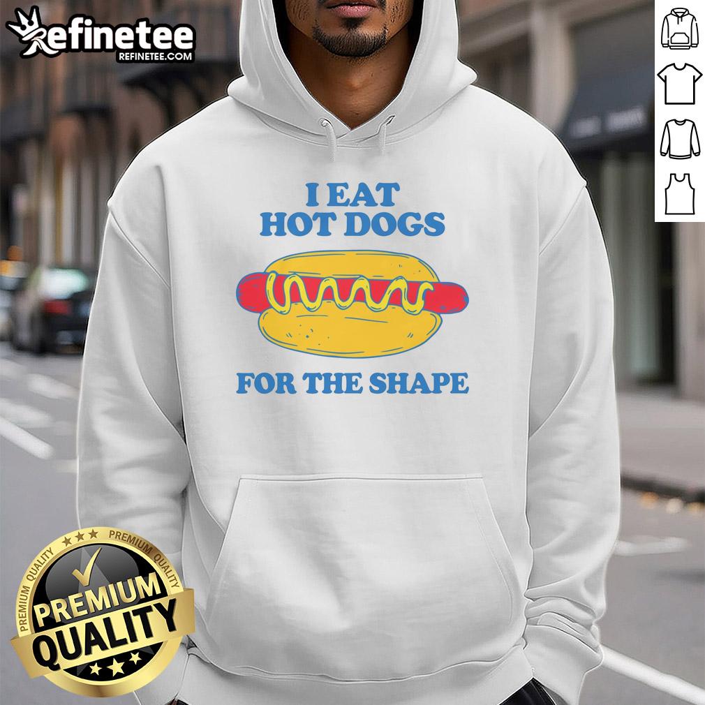 good-i-eat-hot-dogs-for-the-shape-hoodie Alt Text: Good I Eat Hot Dogs For The Shape hoodie displayed on a hanger, showcasing its fun design and vibrant colors.