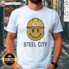 Good Icon Steel City 412 Smiley Hardhat T-Shirt featuring a cheerful design for construction enthusiasts.