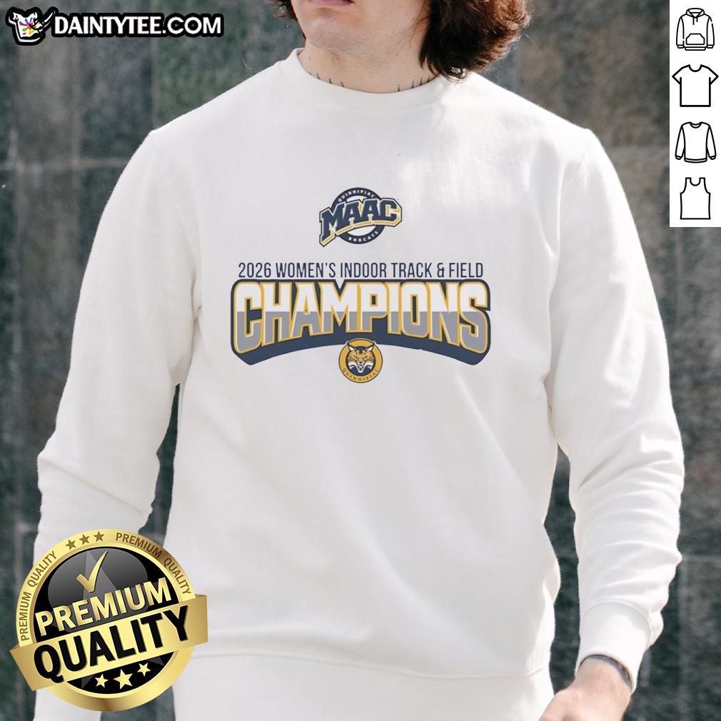 good-maac-quinnipiac-university-womens-indoor-track-and-field-champions-2026-logo-sweatshirt Alt Text: Good Maac Quinnipiac University Women's Indoor Track and Field Champions 2026 logo on a stylish sweatshirt.