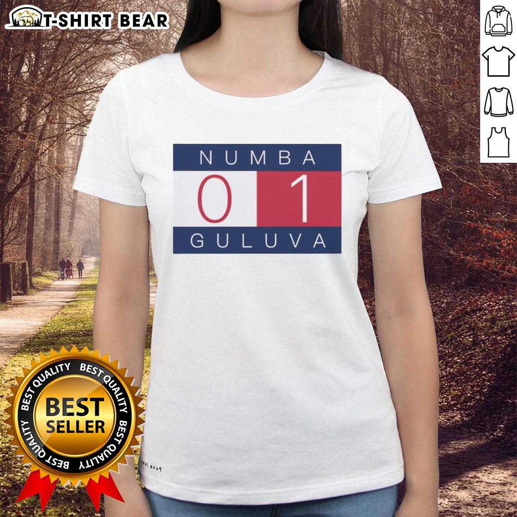 Good Number One 01 Graphic Numba Gulava Ladies Tee Alt Text: Good Number One graphic Numba Gulava ladies tee featuring a stylish design and vibrant colors for casual wear.