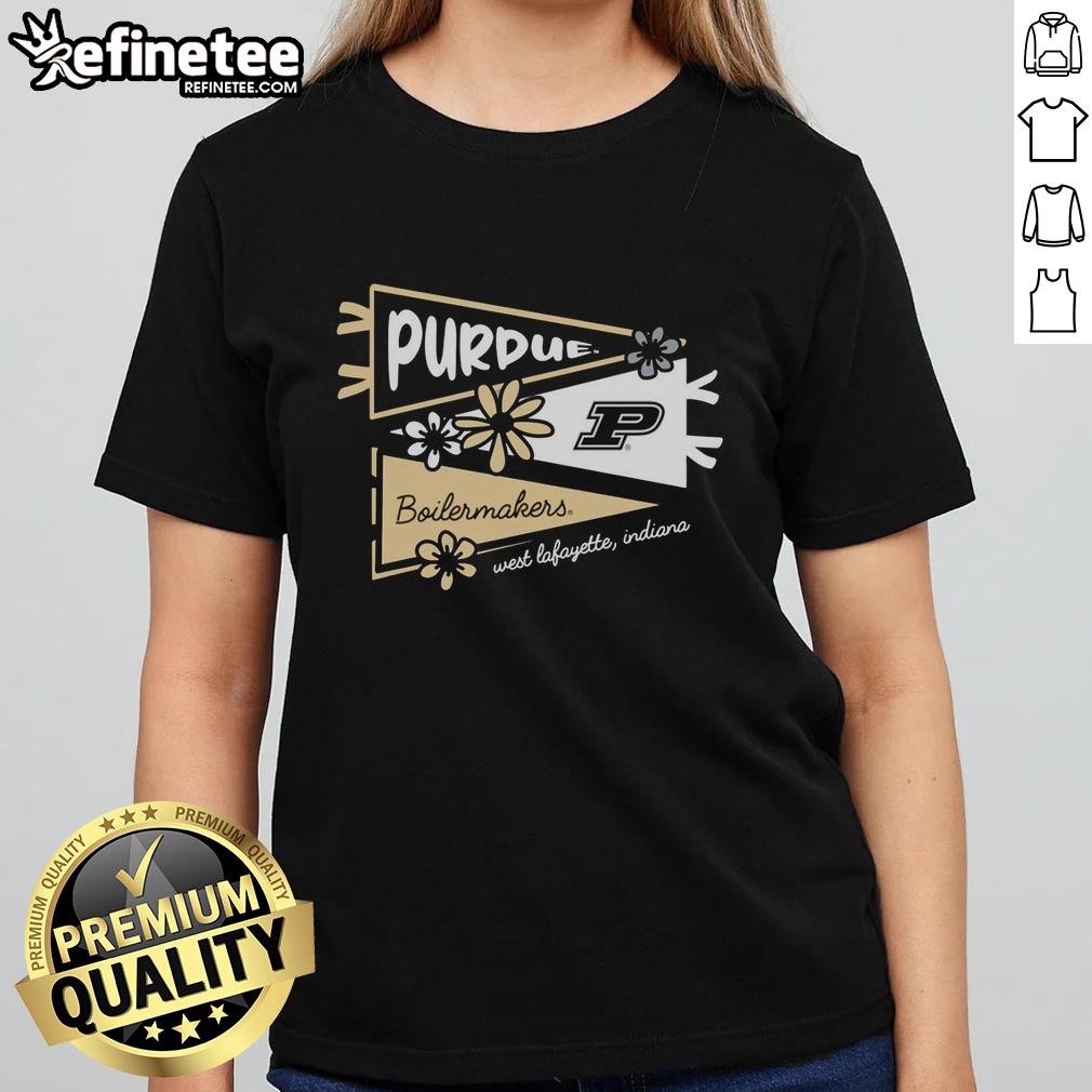 good-purdue-boilermakers-flags-west-lafayette-indiana-ladies-tee Good Purdue Boilermakers flags displayed at West Lafayette, Indiana, with a stylish ladies tee showcasing school spirit.