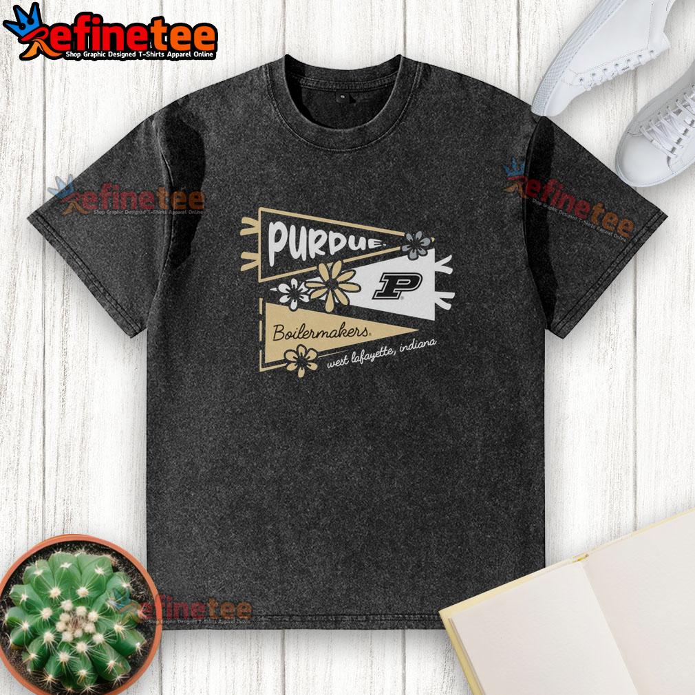 good-purdue-boilermakers-flags-west-lafayette-indiana-washed-t-shirt Alt Text: Good Purdue Boilermakers flags displayed on a washed t-shirt in West Lafayette, Indiana, showcasing team spirit.