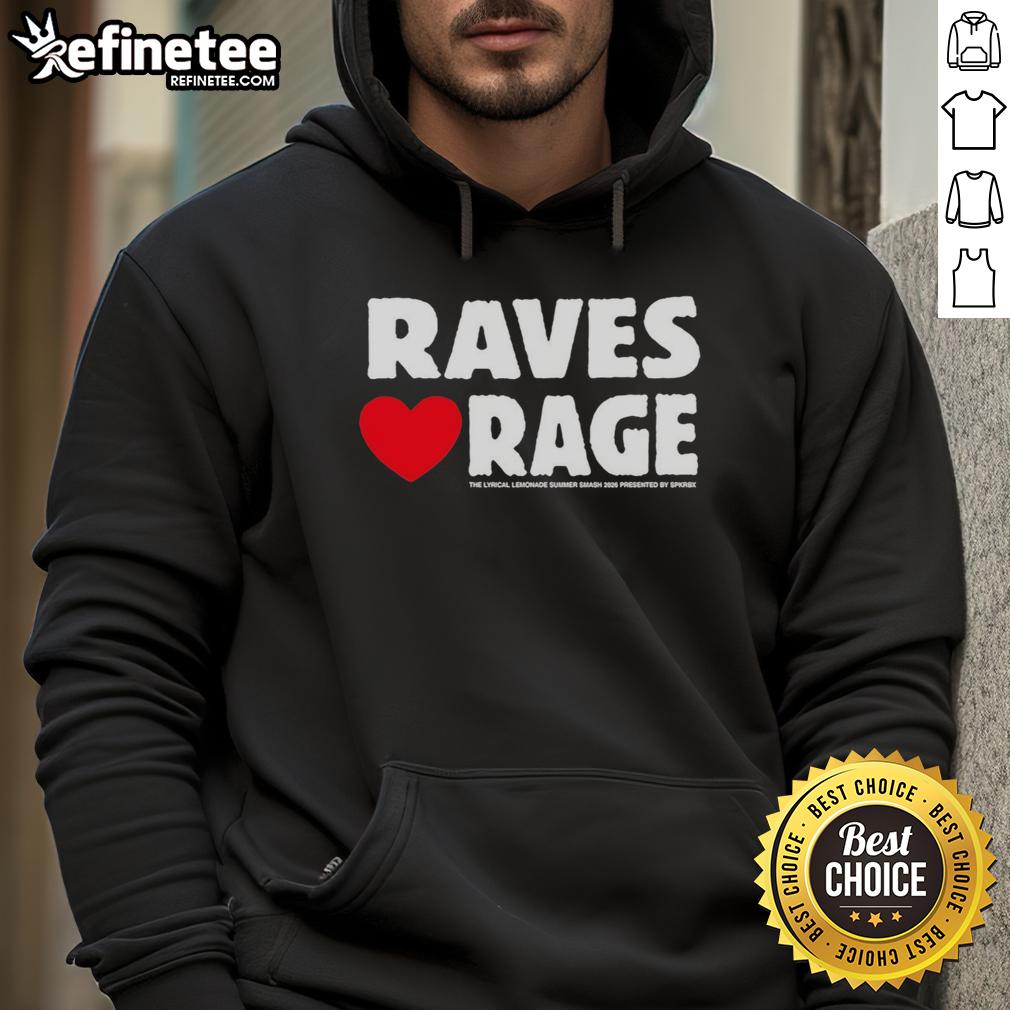 good-raves-love-rage-summer-smash-2026-festival-black-trucker-hoodie Good Raves Love Rage Summer Smash 2026 Festival black trucker hoodie displayed on a model at a vibrant outdoor event.