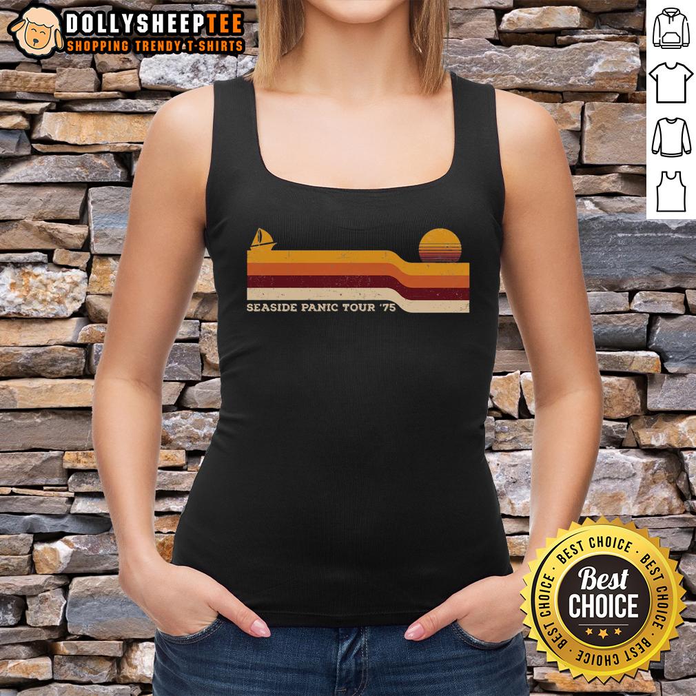 Good Seaside Panic Tour 75 Tank Top Good Seaside Panic Tour 75 tank top featuring vibrant beach graphics and a stylish design for summer outings.