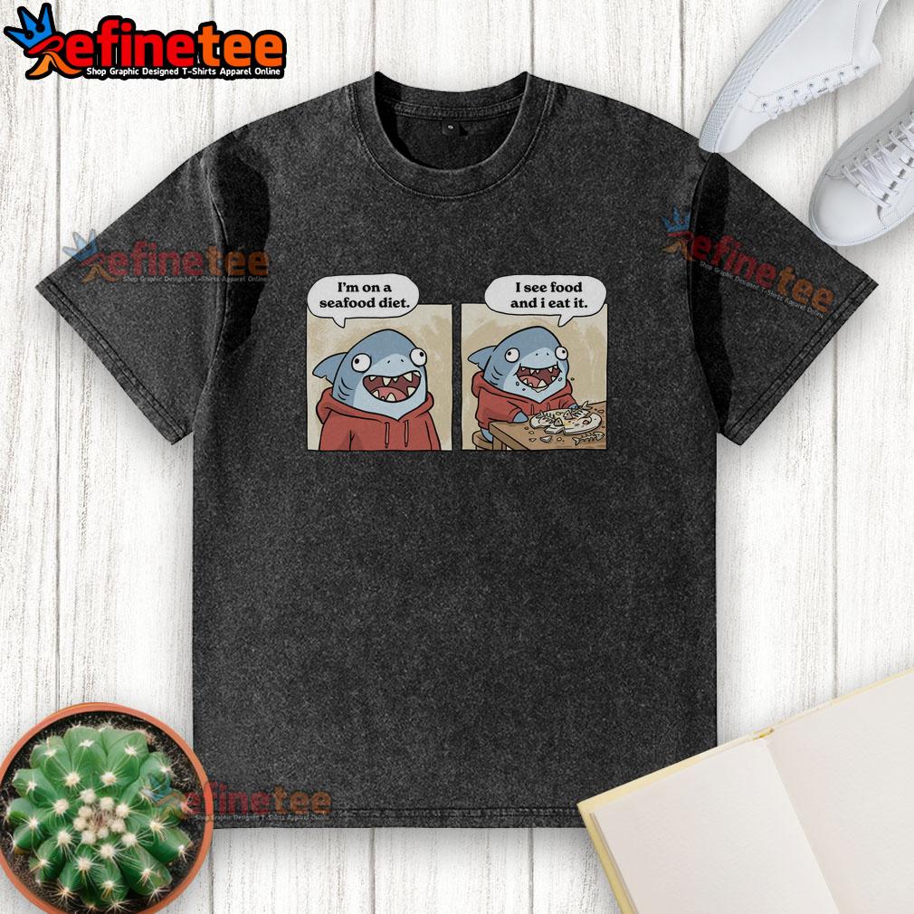good-shark-seafood-diet-funny-washed-t-shirt Funny washed t-shirt featuring a good shark seafood diet design, perfect for ocean lovers and seafood enthusiasts.