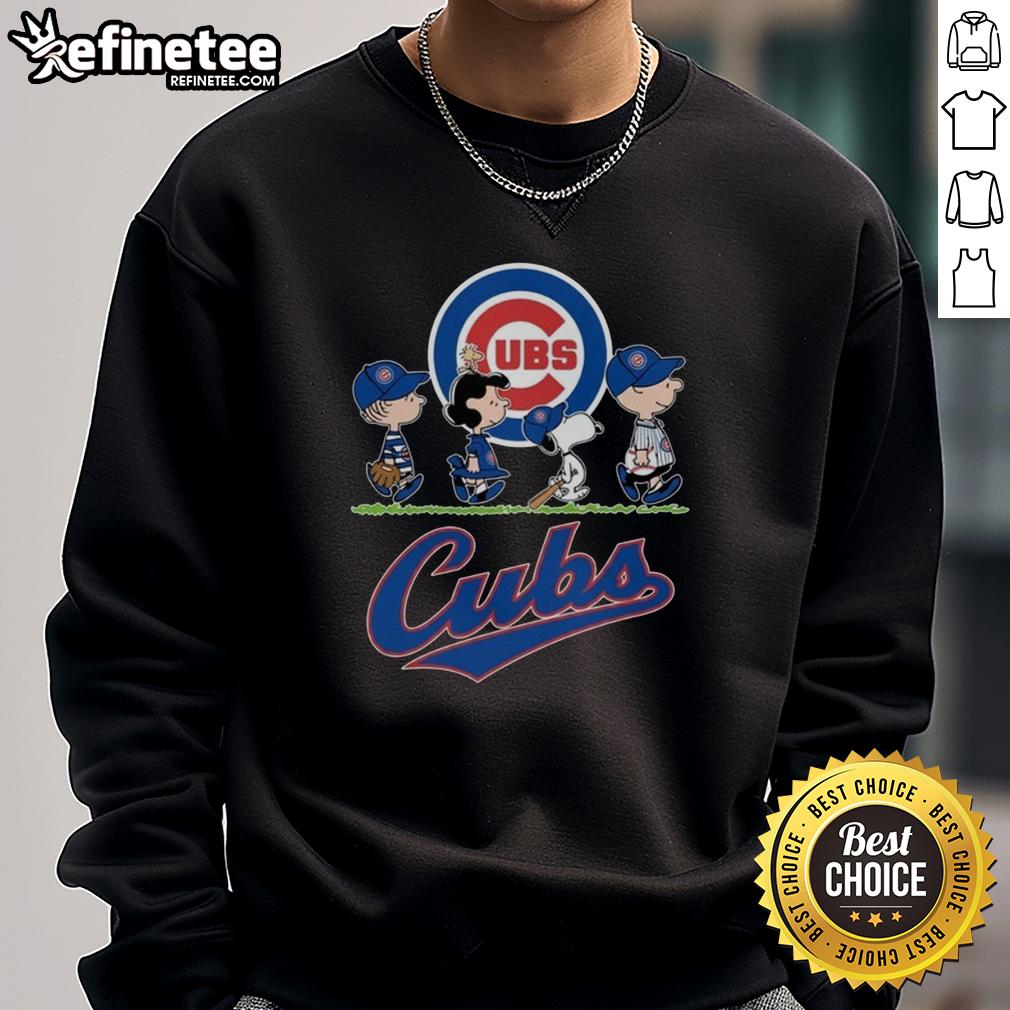 good-snoopy-charlie-brown-linus-and-lucy-wearing-chicago-cubs-baseball-jersey-sweatshirt Snoopy, Charlie Brown, Linus, and Lucy in Chicago Cubs baseball jerseys and sweatshirts, celebrating team spirit.