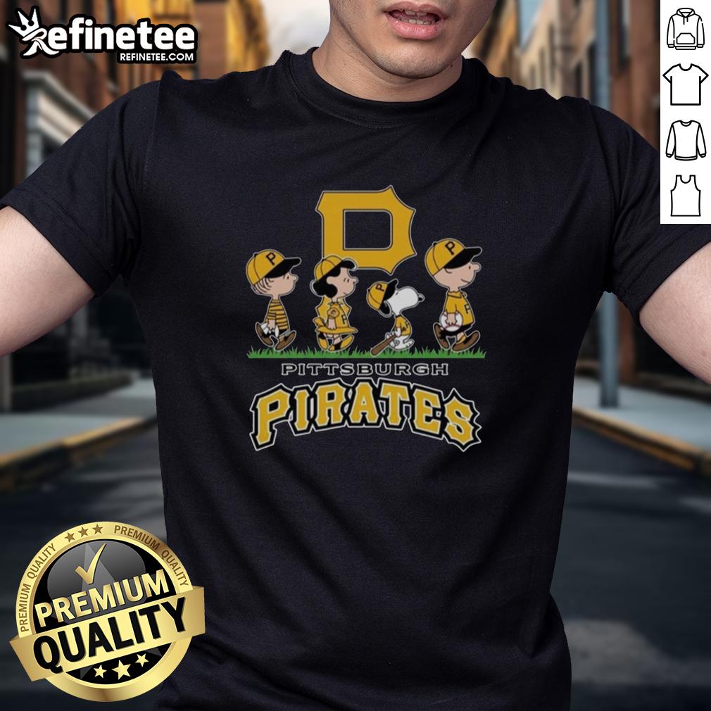 good-snoopy-charlie-brown-linus-and-lucy-wearing-pittsburgh-pirates-baseball-jersey-t-shirt Alt Text: Snoopy, Charlie Brown, Linus, and Lucy wearing Pittsburgh Pirates baseball jerseys, celebrating in a fun cartoon scene.