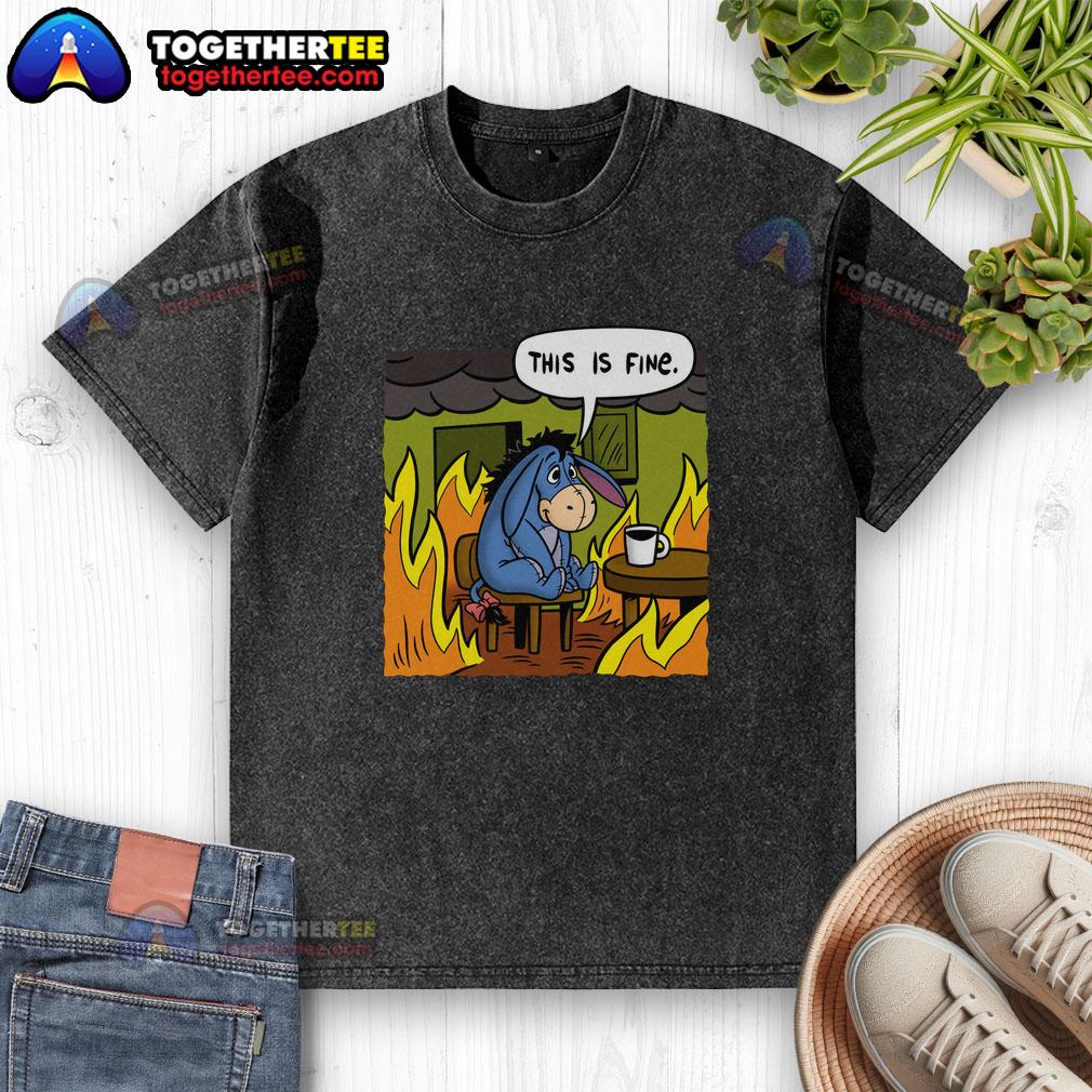 Good Stuffed Donkey This Is Fine Meme Washed T Shirt Good Stuffed Donkey This Is Fine Meme washed t-shirt design featuring a cute donkey with a humorous expression.