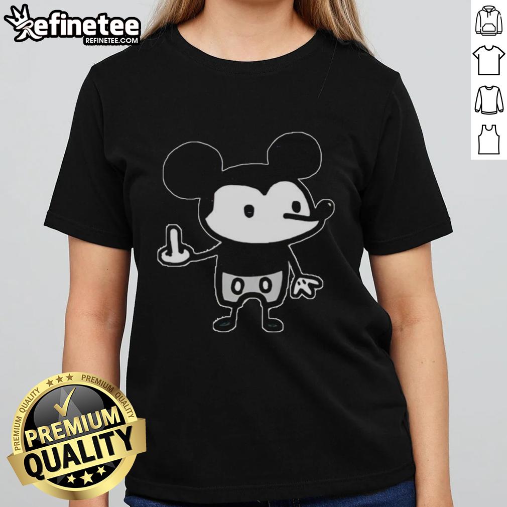 good-the-mouse-gives-the-middle-finger-mickey-mouse-cartoon-ladies-tee Good The Mouse gives the middle finger in a humorous Mickey Mouse cartoon ladies tee design.
