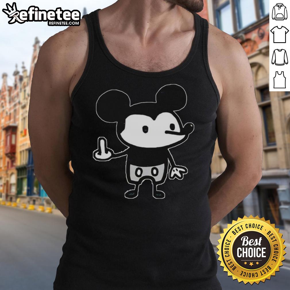 good-the-mouse-gives-the-middle-finger-mickey-mouse-cartoon-tank-top Good the Mouse gives the middle finger in a cartoon design on a Mickey Mouse tank top, perfect for casual wear.