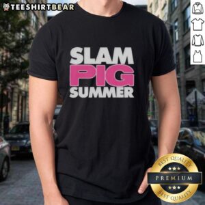 Awesome Slam Pig Summer Funny Quote T-Shirt featuring a humorous pig graphic perfect for summer fun and casual wear.
