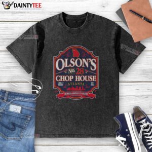 Hot Matt Olson's Chop House washed t-shirt featuring a vintage design and soft fabric, perfect for casual wear.