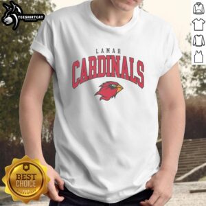 Alt Text: Awesome Lamar Cardinals Classic Logo T-Shirt featuring vibrant colors and a bold design, perfect for fans.