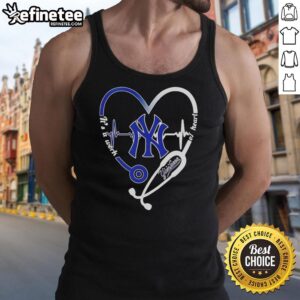 Official New York Yankees stethoscope heartbeat tank top showcasing a heart design for fans and health enthusiasts.