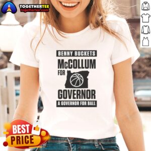 Awesome Benny Buckets McCollum for Governor tee shirt for ball ladies showcasing support for McCollum's campaign.