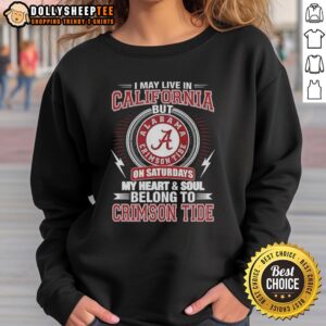 Cozy Alabama Crimson Tide sweatshirt, perfect for fans living in California, showcasing team spirit on game days.