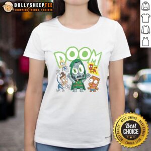 Premium Doom Generation Dr. Doom Ladies Tee featuring a stylish graphic design for Marvel fans.