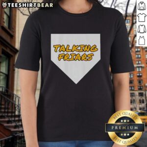 Alt Text: Top San Diego Padres baseball Talking Friars logo on a stylish ladies tee for fans and collectors.