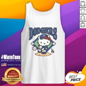 Stylish Nice Hello Kitty x Los Angeles Dodgers pitch tank top featuring a fun design for sports and fashion lovers.