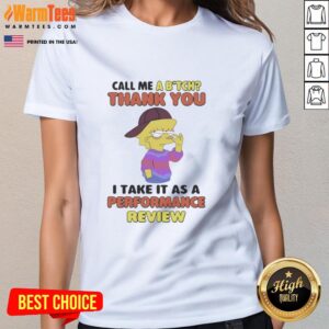 Official Lisa Simpson Thank You I Take It As A Performance Review Ladies Tee featuring Lisa's iconic character design.