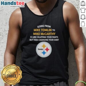 Official Going From Mike Tomlin to Mike McCarthy tank top featuring bold graphics and team colors for football fans.