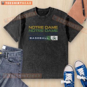 Good Notre Dame Fighting Irish College Baseball hype washed t-shirt featuring vibrant team colors and logo design.