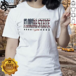 Nice Florida State Seminoles tall type flag ladies tee featuring team colors and logo, perfect for game day style.