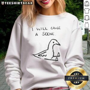 Good I Will Cause A Scene Pigeon sweatshirt featuring a playful doodle design, perfect for quirky fashion lovers.